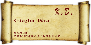 Kriegler Dóra névjegykártya