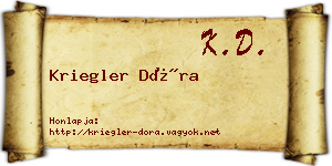 Kriegler Dóra névjegykártya